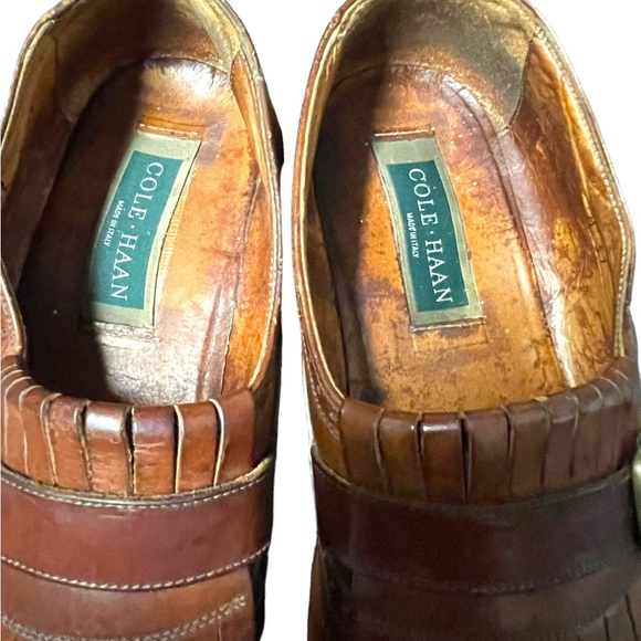 Cole Haan Bragano Italy Brown Leather Dainite Buckle Loafers Size 12 - Picture 9 of 10